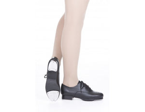 Child Lace Up Black Tap Shoe